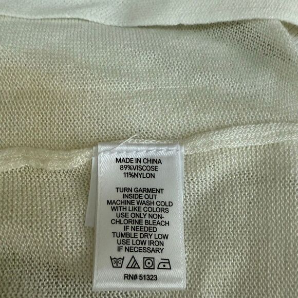 CeCe long open-front white cardigan sheer lightweight knit size L NWT - Picture 5 of 7